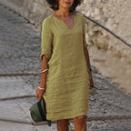 Women's Vintage Mini Dress Flattering V-Neck Summer Essential