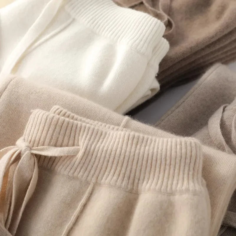 Women's Knit Lounge Set - Sweater and Wide Leg Pants