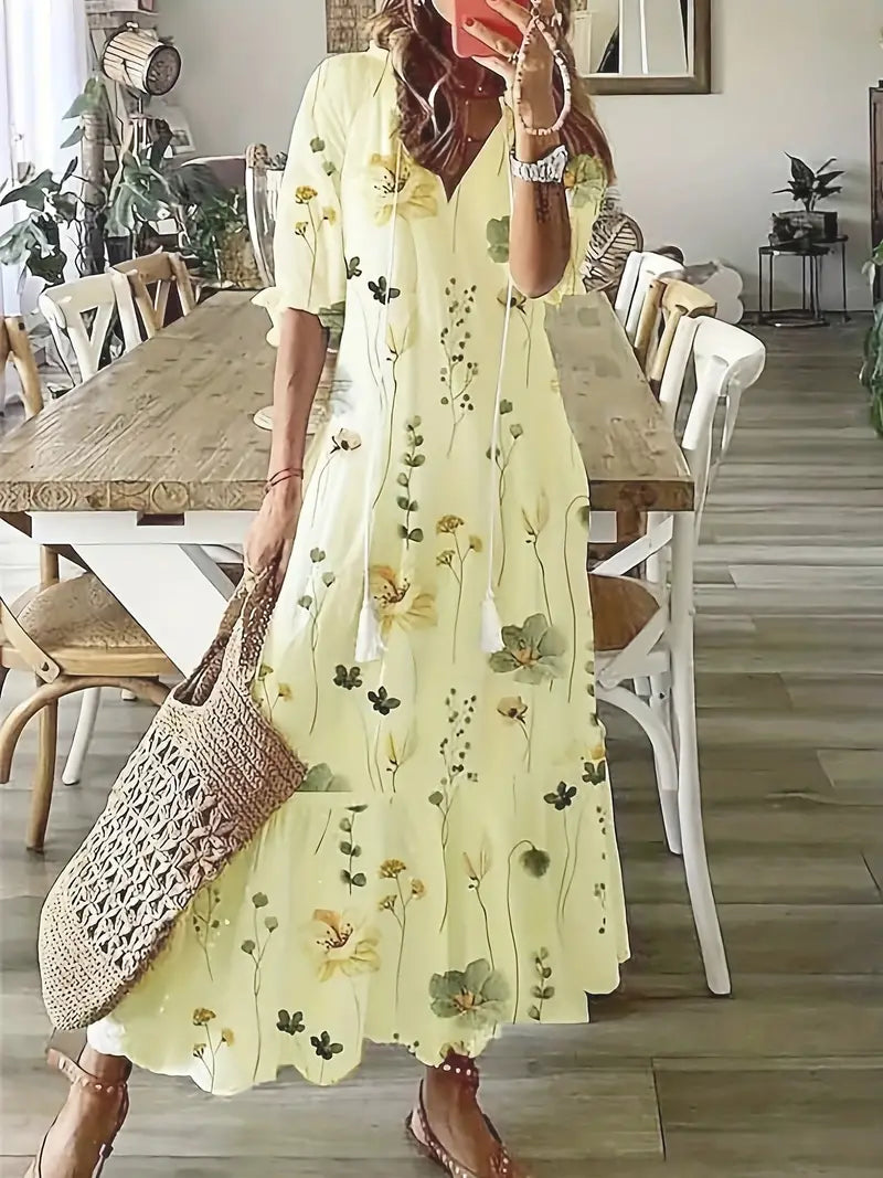 Thea Women's Floral Print Maxi Dress - Relaxed Summer Fit