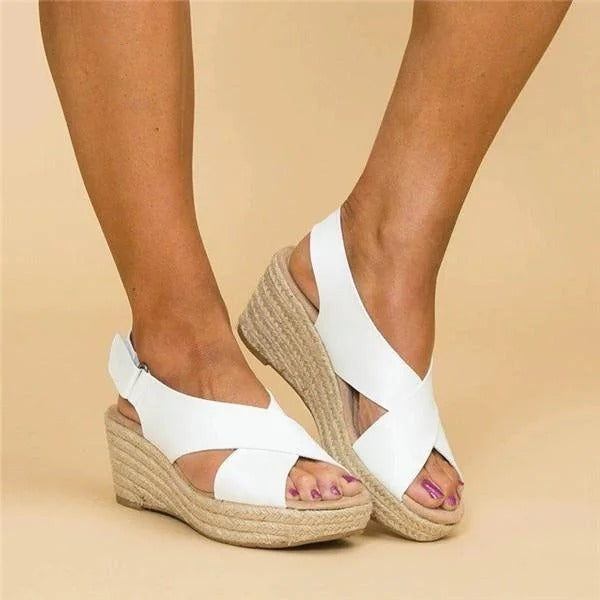 Women's Wedge Espadrilles - Crossover Strap Summer Sandals