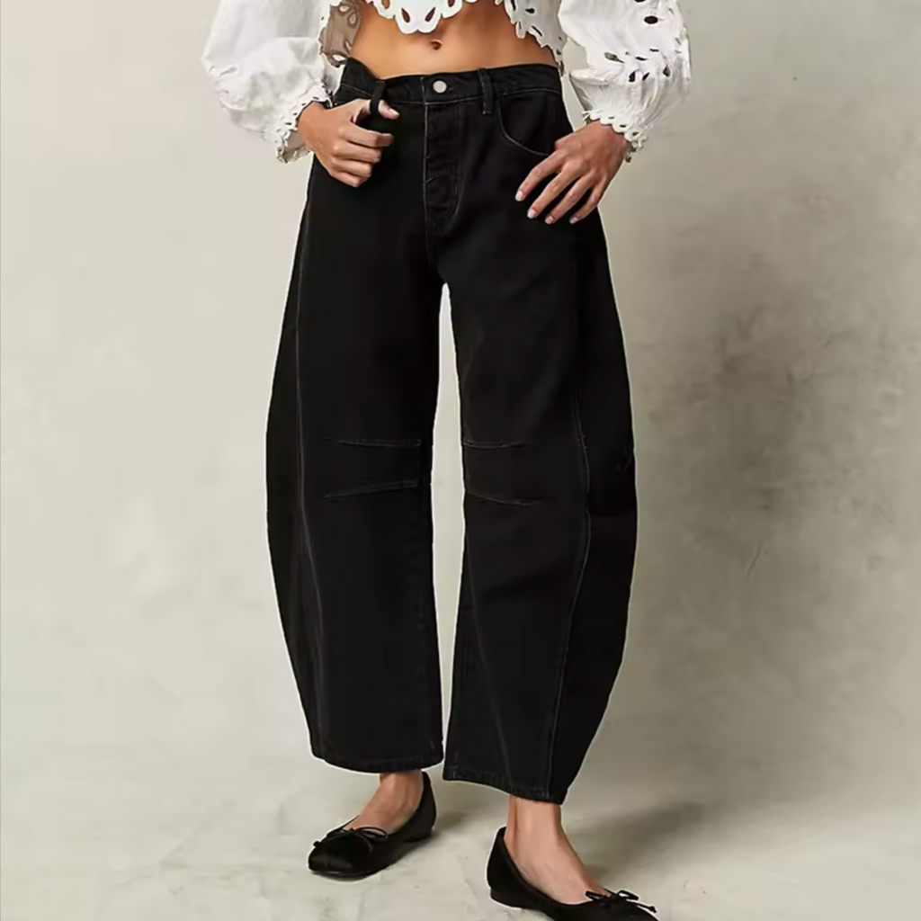 Women's Leopard Print Wide Leg Jeans - High Rise Denim