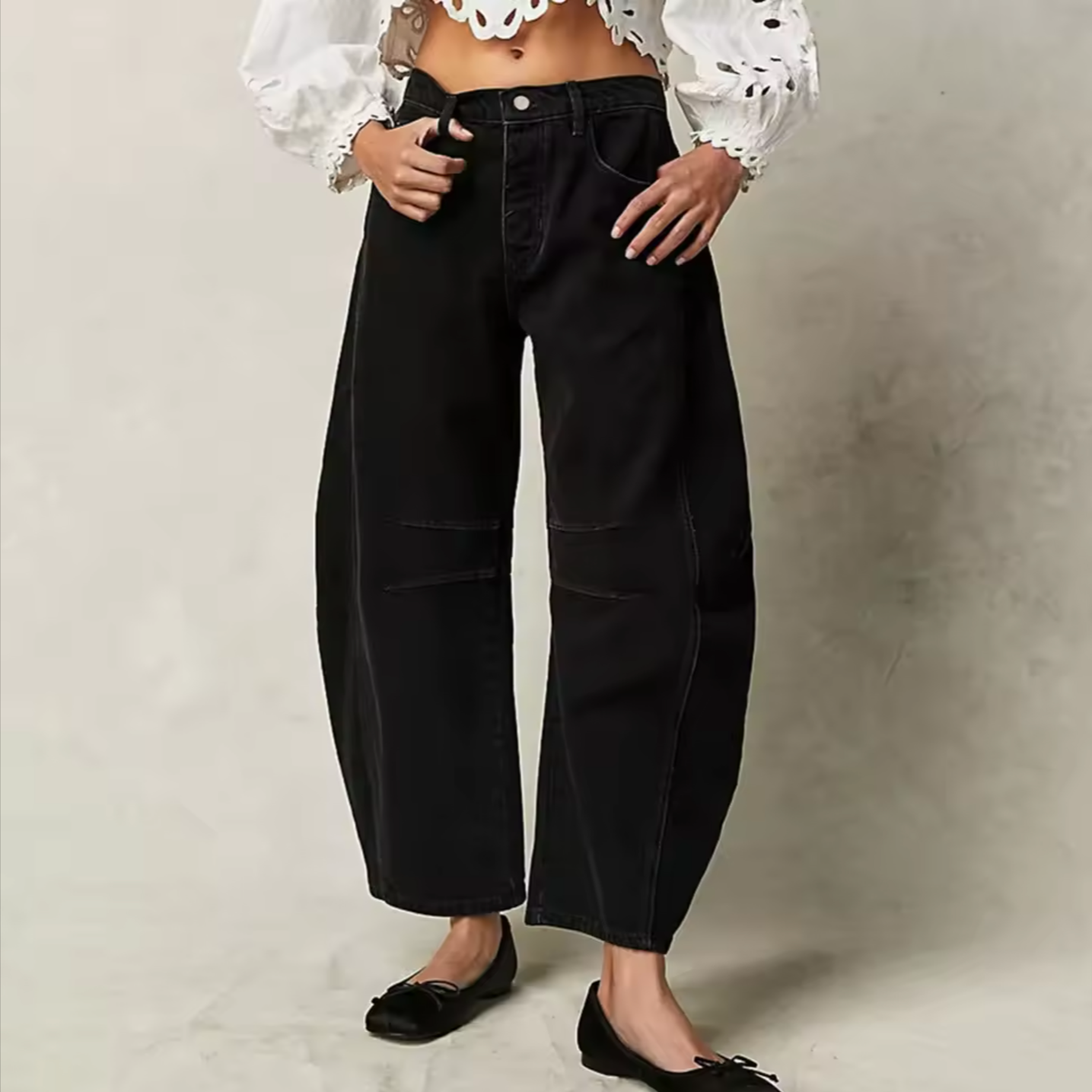 Women's Leopard Print Wide Leg Jeans - High Rise Denim