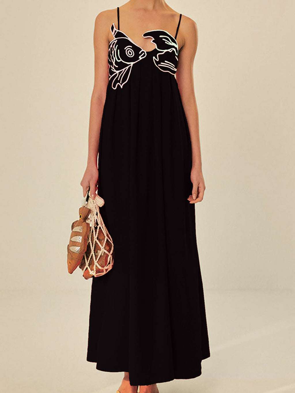 Marisol | Women's Embroidered Spaghetti Strap Shift Dress