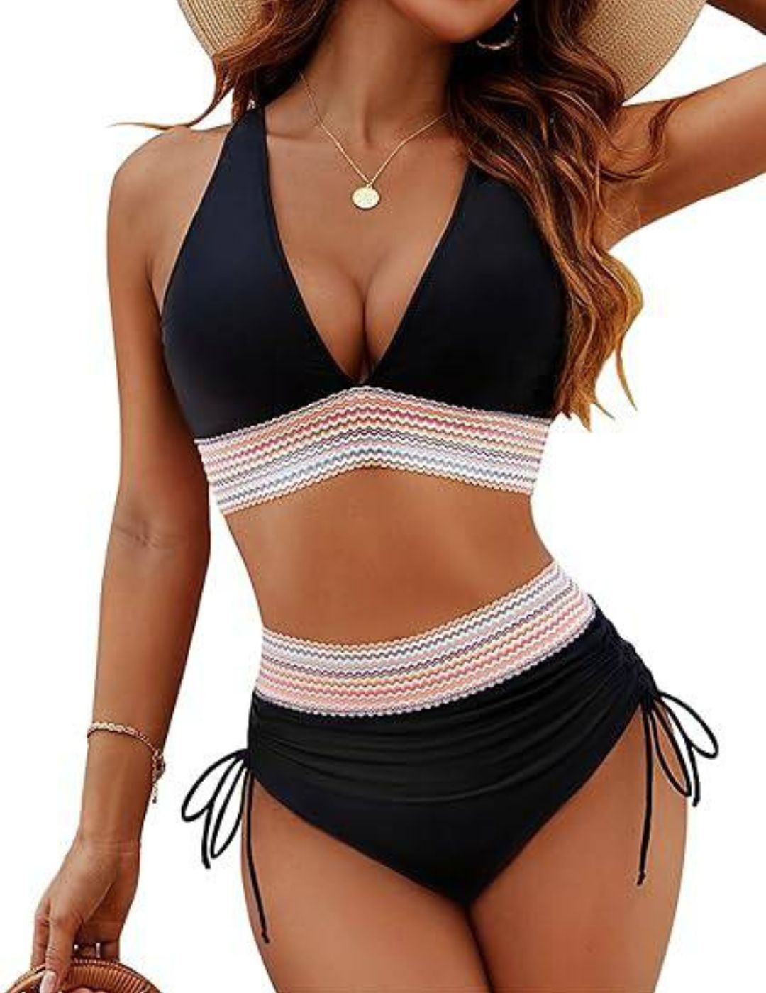 Luna | Women's High Waist Bikini Set with Crochet Detail
