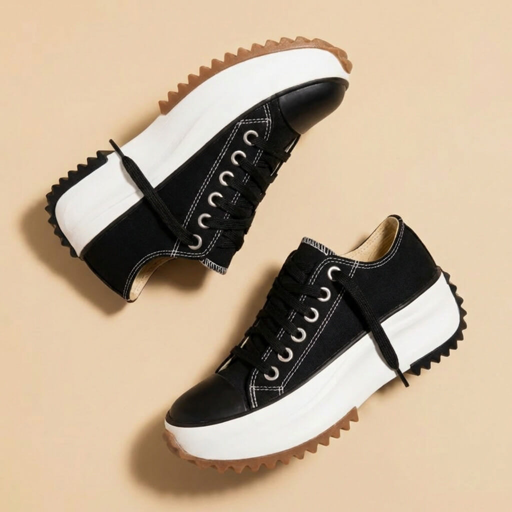 Women's Platform Sneakers - Chunky Sole Canvas Trainers