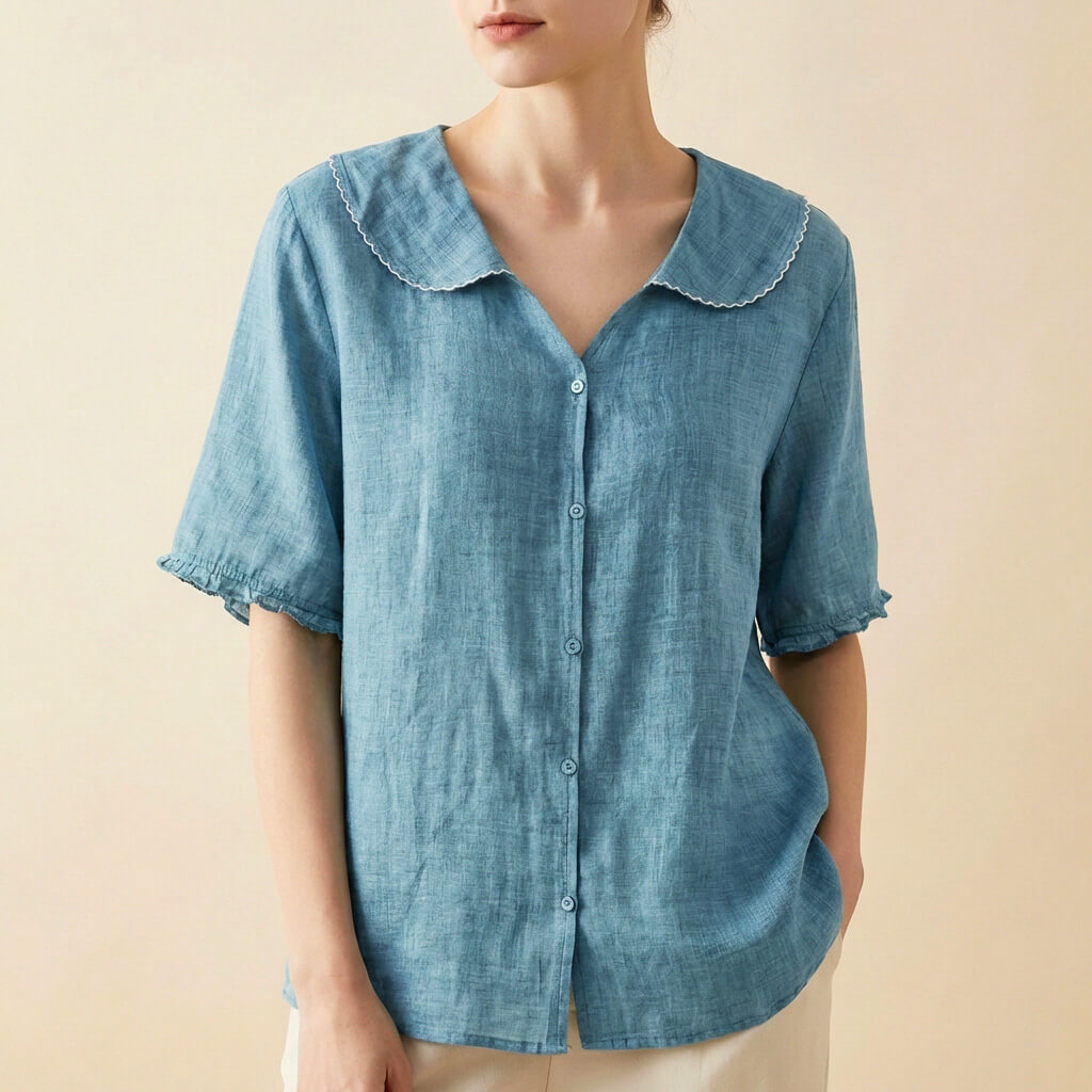 Women's Linen Blouse - Cotton Blend Summer Shirt