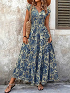 Sienna | Women's Smocked Boho Print Tiered Maxi Dress