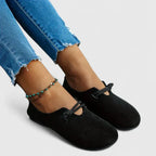 Women's Suede Ballet Flats - Rope Detail Comfort Shoes