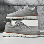 Men's Navy Leather Sneakers - Lace Up Fashion Shoes