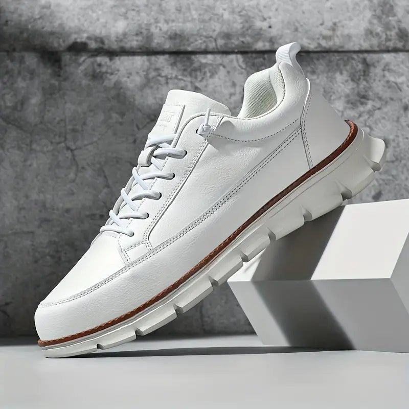 Men's Navy Leather Sneakers - Lace Up Fashion Shoes