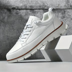 Men's Navy Leather Sneakers - Lace Up Fashion Shoes