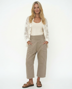 Women's Relaxed Linen Pants - Cropped Wide Leg Trousers