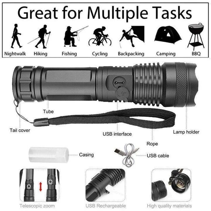 90000 Lumen Flashlight - XHP50 Ultra Bright Torch
