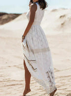 Women's Sleeveless Lace A-Line Maxi Dress | Romantic Summer Elegance