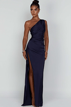 Women's Backless Satin Maxi Dress - Spaghetti Strap Evening Wear