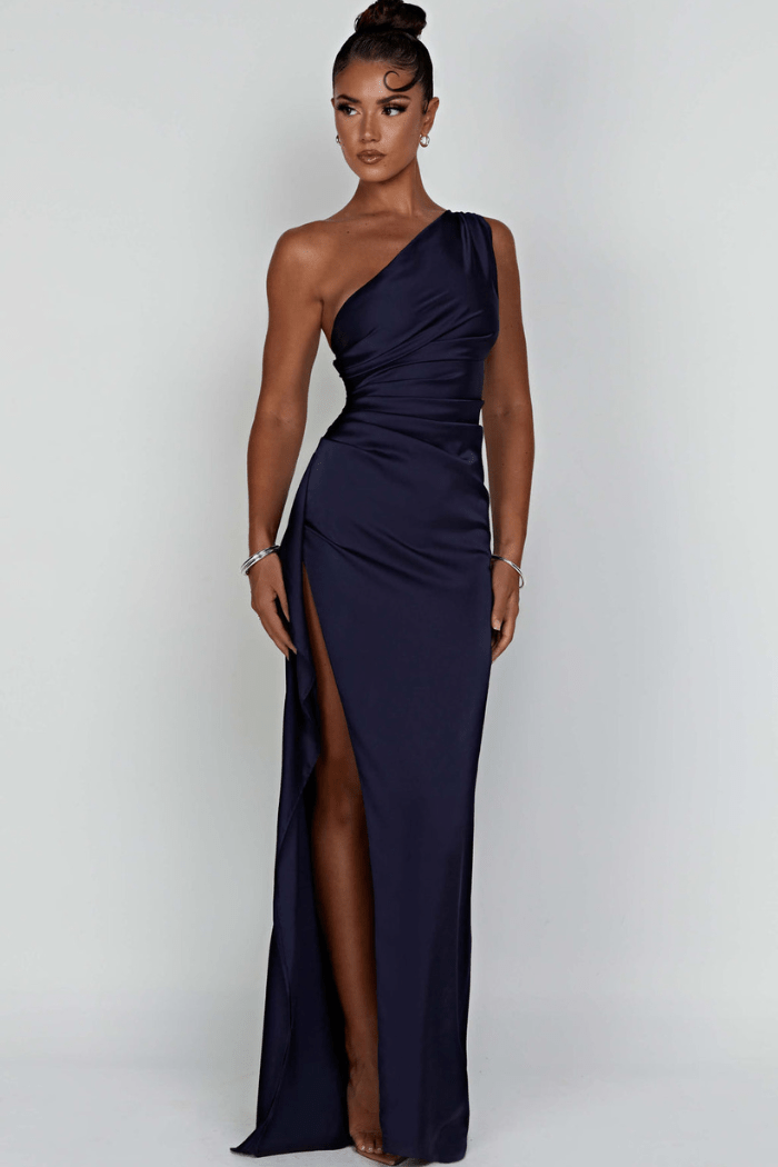 Women's Backless Satin Maxi Dress - Spaghetti Strap Evening Wear