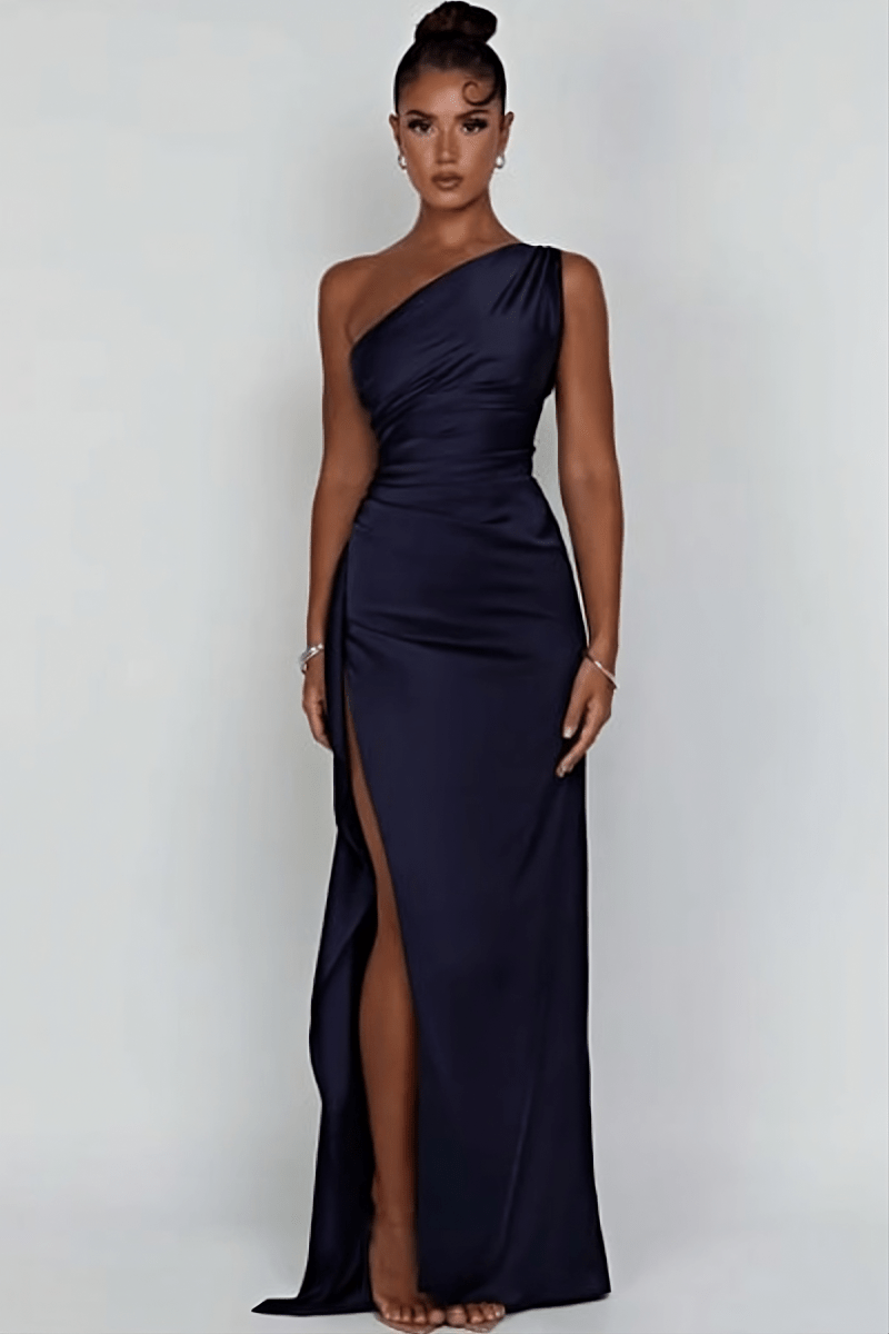 Women's Backless Satin Maxi Dress - Spaghetti Strap Evening Wear
