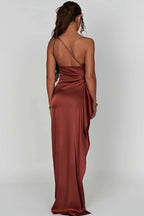 Women's Backless Satin Maxi Dress - Spaghetti Strap Evening Wear