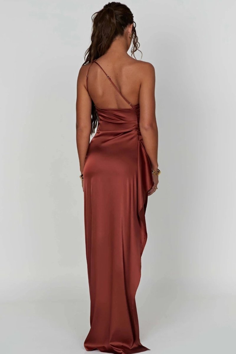 Women's Backless Satin Maxi Dress - Spaghetti Strap Evening Wear