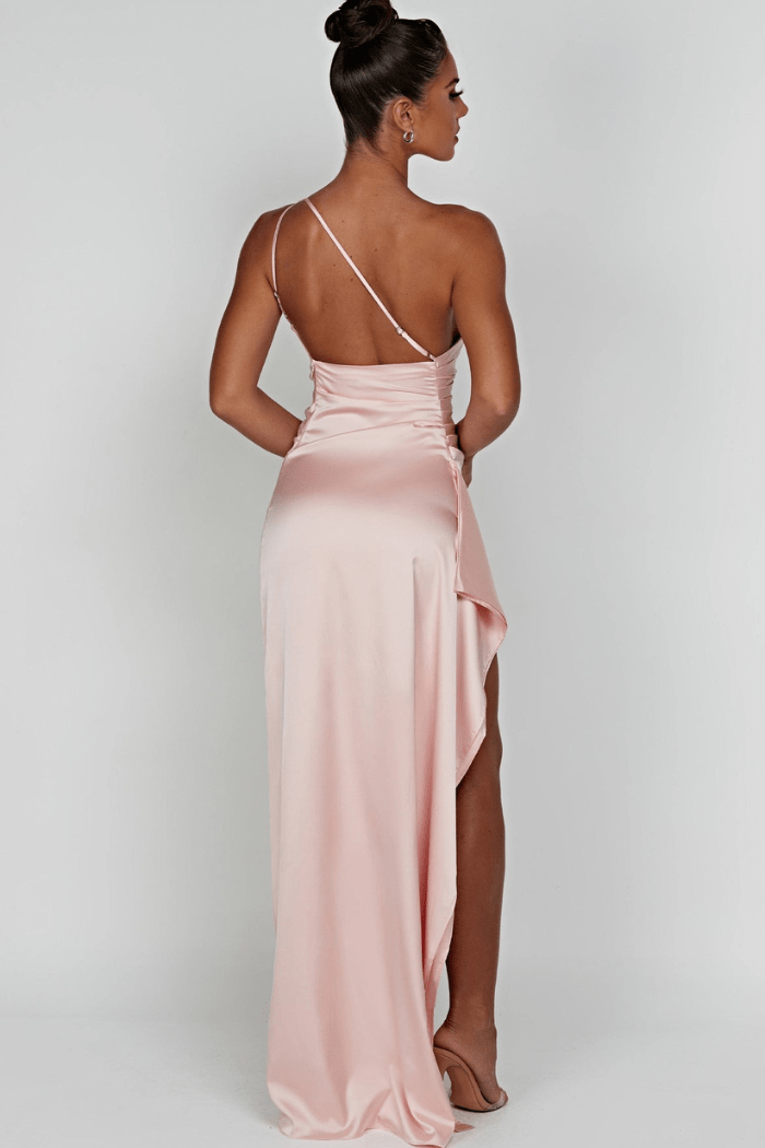 Women's Backless Satin Maxi Dress - Spaghetti Strap Evening Wear