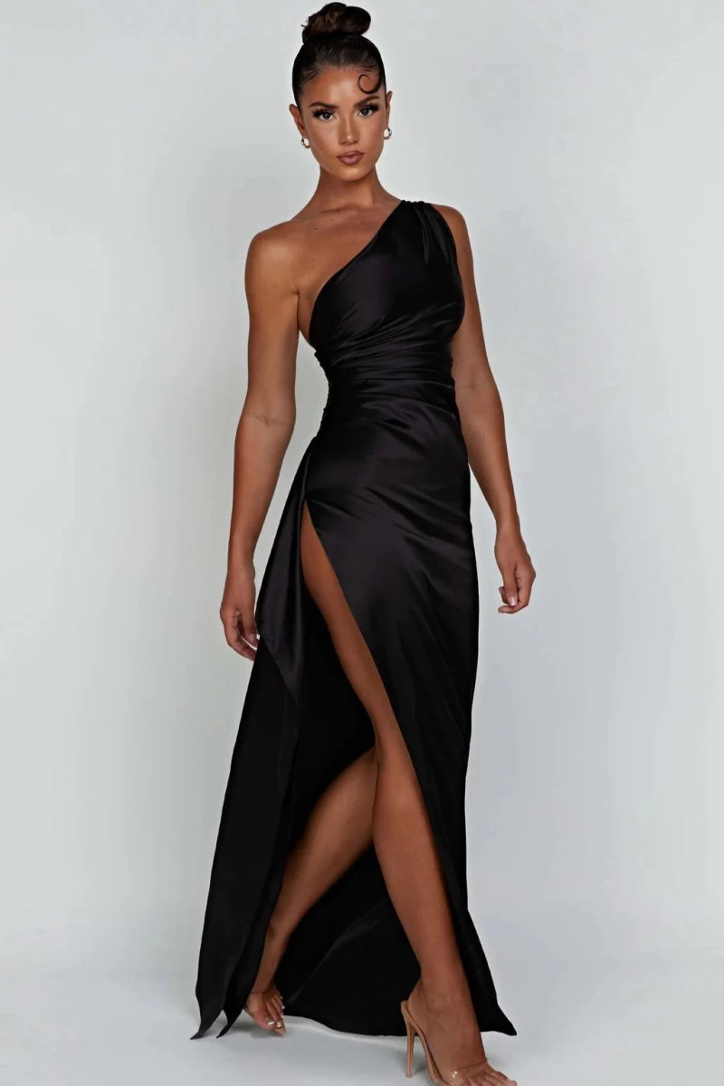 Women's Backless Satin Maxi Dress - Spaghetti Strap Evening Wear