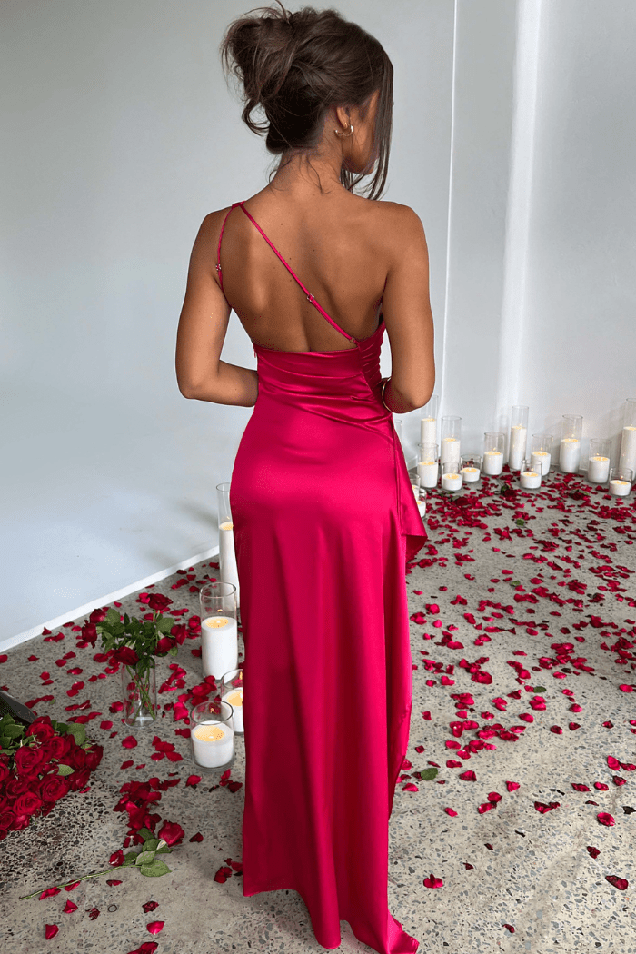 Women's Backless Satin Maxi Dress - Spaghetti Strap Evening Wear