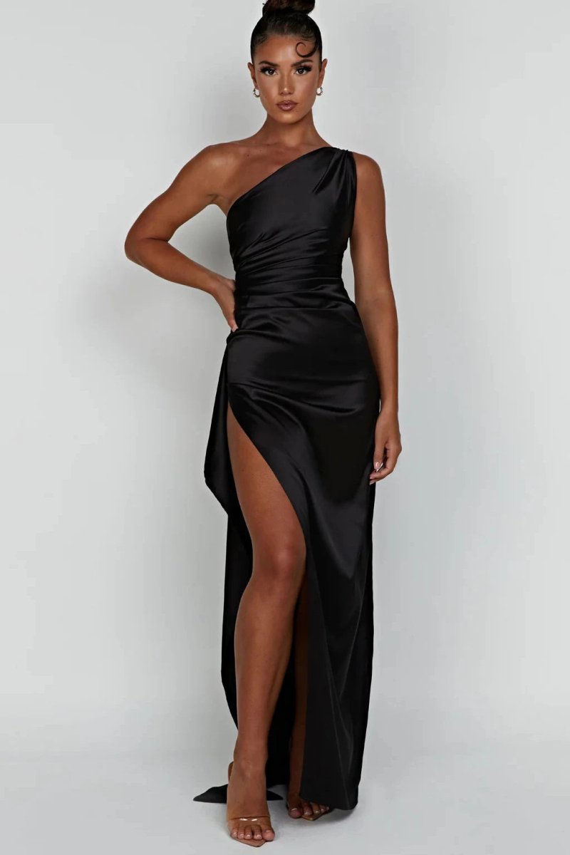Women's Backless Satin Maxi Dress - Spaghetti Strap Evening Wear