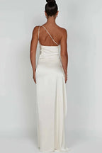 Women's Backless Satin Maxi Dress - Spaghetti Strap Evening Wear