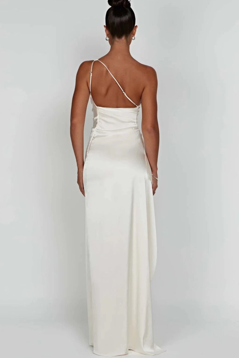 Women's Backless Satin Maxi Dress - Spaghetti Strap Evening Wear