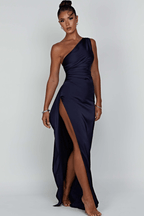 Women's Backless Satin Maxi Dress - Spaghetti Strap Evening Wear