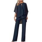 Women's Chiffon Pantsuit - Elegant Formal Two Piece Set