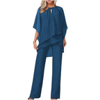 Women's Chiffon Pantsuit - Elegant Formal Two Piece Set