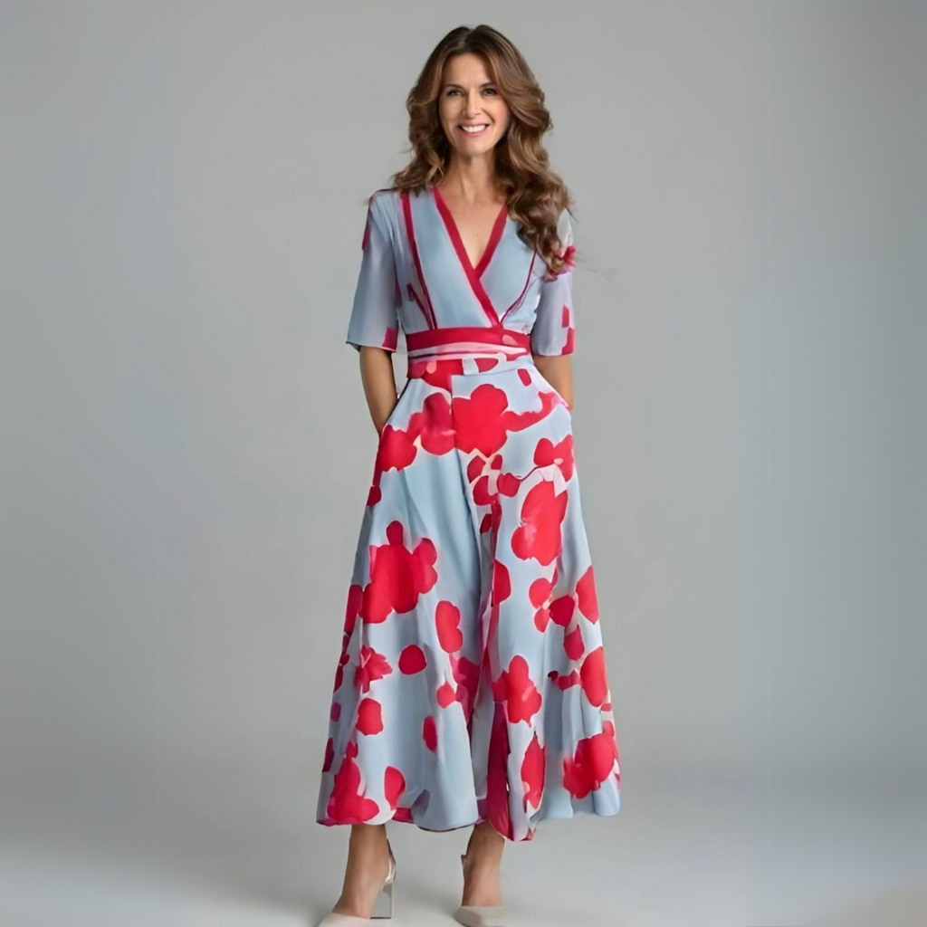 Women's V-Neck Floral Wrap Maxi Dress | Romantic Summer Style