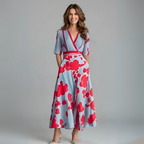 Women's V-Neck Floral Wrap Maxi Dress | Romantic Summer Style