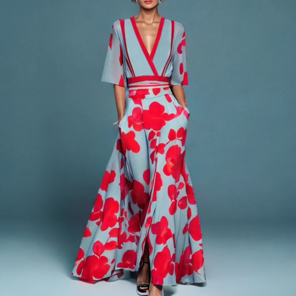 Women's V-Neck Floral Wrap Maxi Dress | Romantic Summer Style