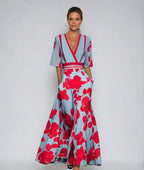 Women's V-Neck Floral Wrap Maxi Dress | Romantic Summer Style