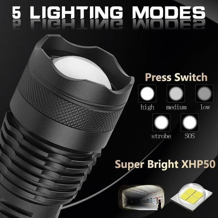 90000 Lumen Flashlight - XHP50 Ultra Bright Torch