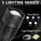 90000 Lumen Flashlight - XHP50 Ultra Bright Torch