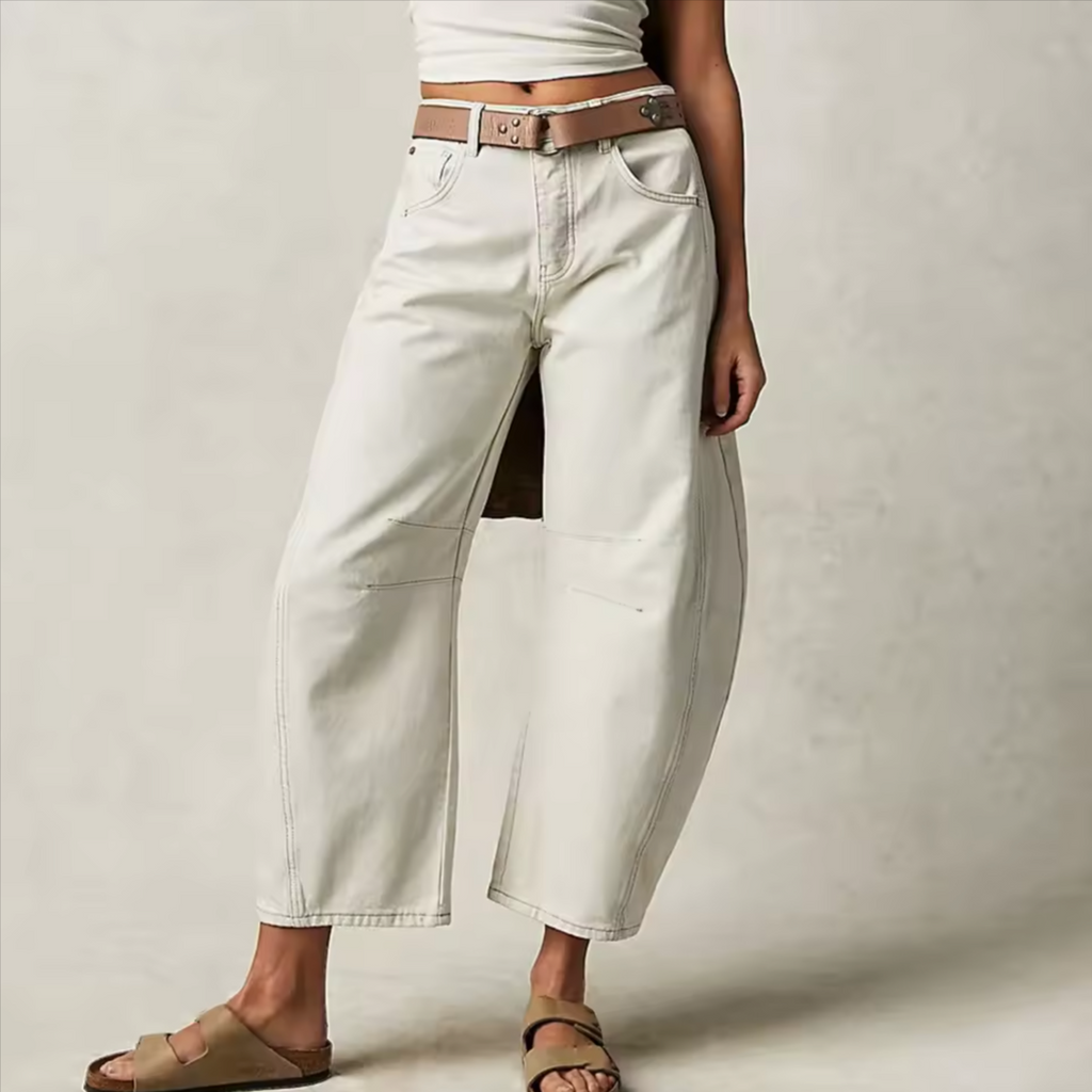 Women's Leopard Print Wide Leg Jeans - High Rise Denim