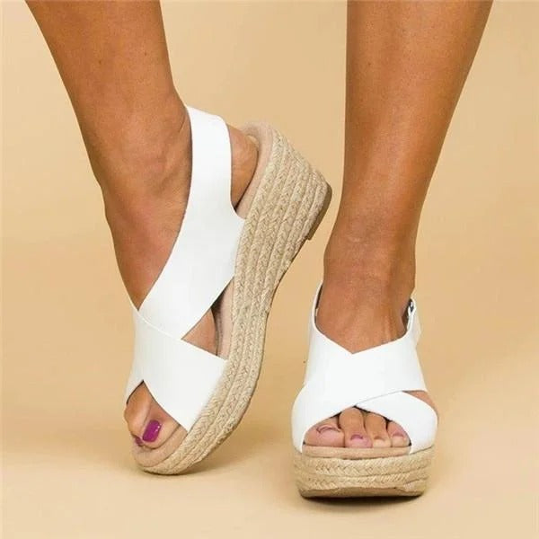 Women's Wedge Espadrilles - Crossover Strap Summer Sandals
