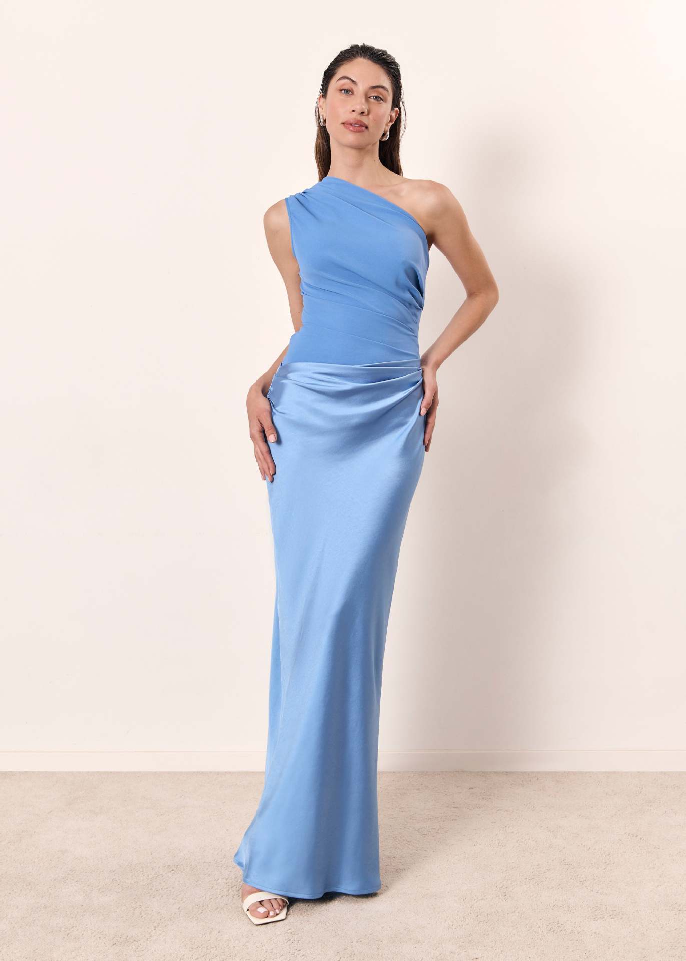 Women's Sleeveless One Shoulder Maxi Dress | Asymmetric Elegant Style