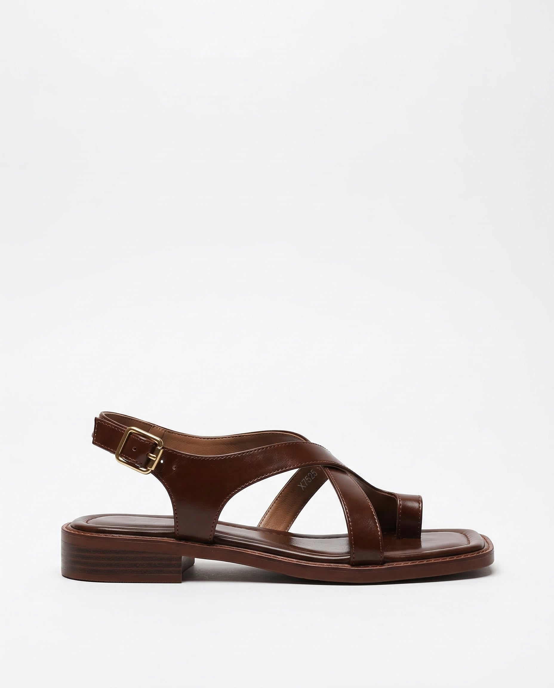 Women's Strappy Sandals - Buckled Leather Flat Slides
