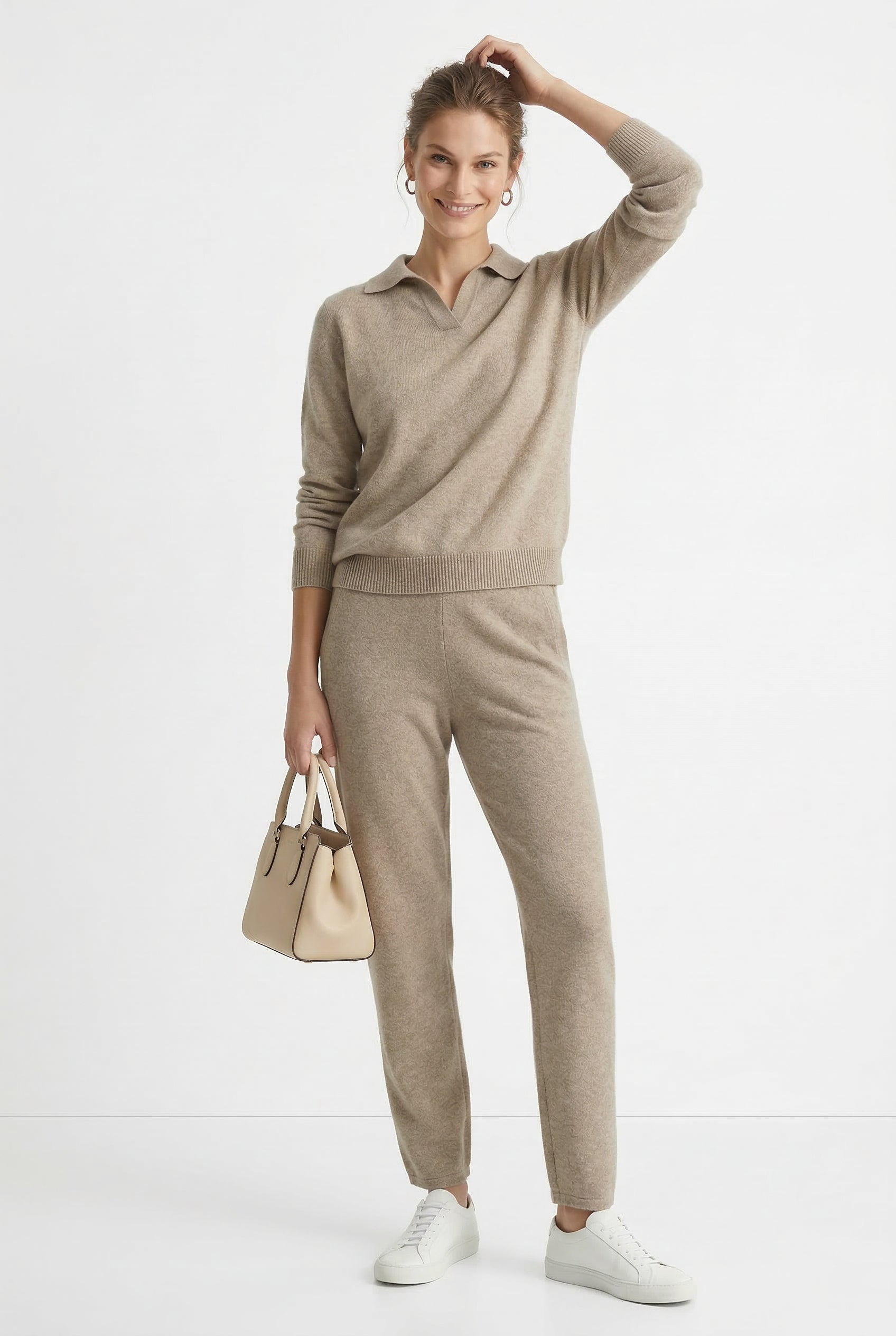 Women's Knit Set - Polo Top and Pants Matching Outfit