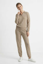 Women's Knit Set - Polo Top and Pants Matching Outfit