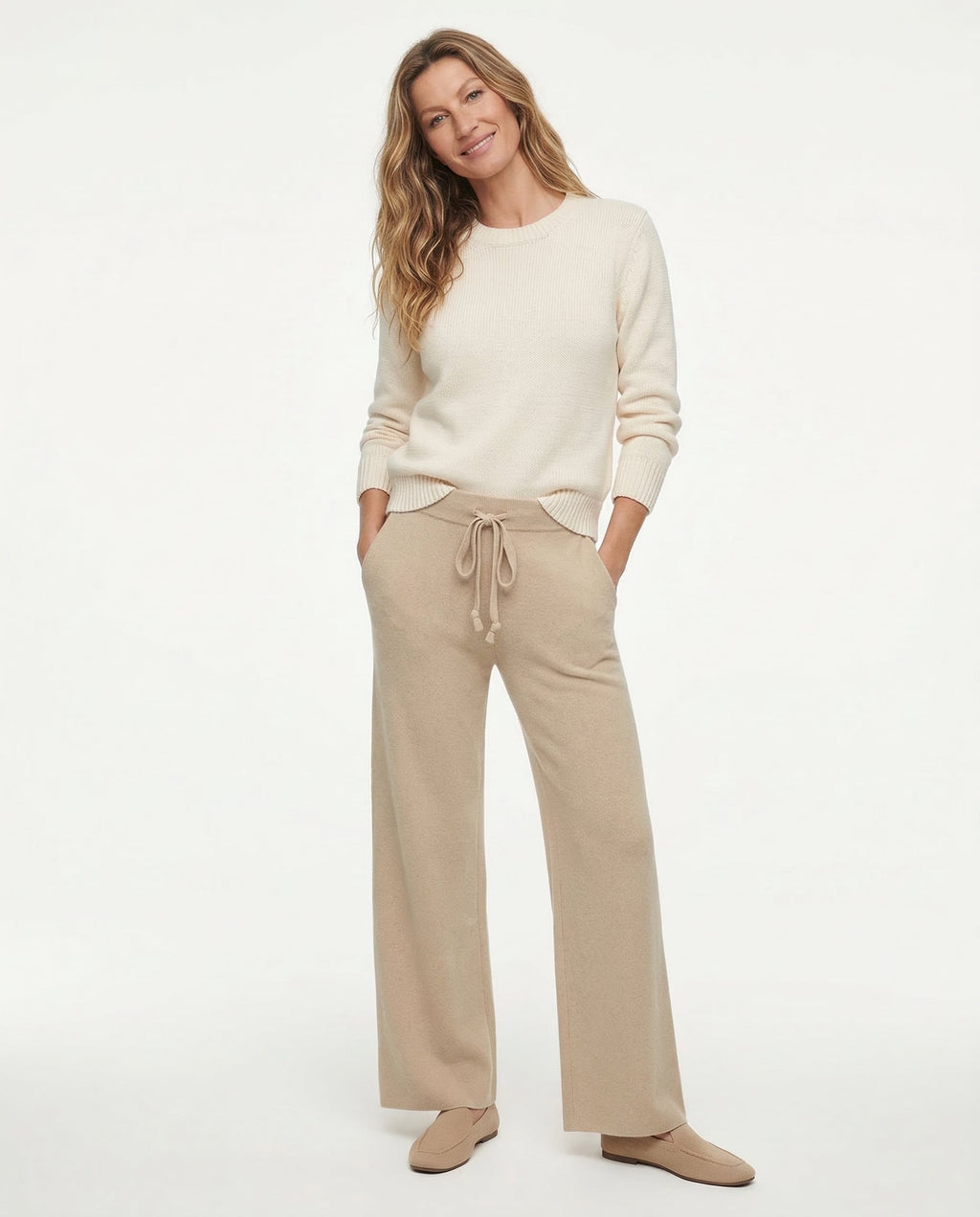 Women's Knit Lounge Set - Sweater and Wide Leg Pants
