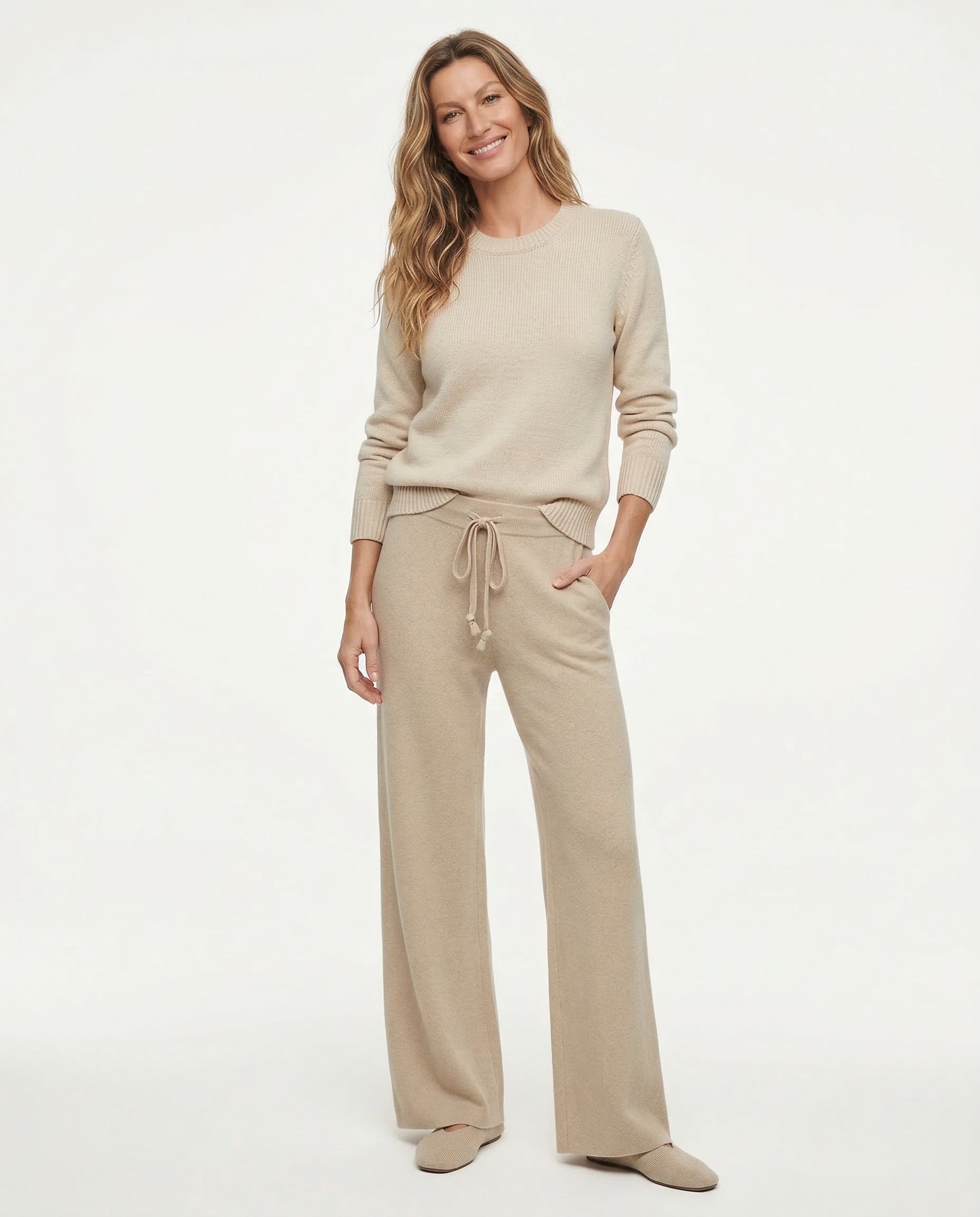 Women's Knit Lounge Set - Sweater and Wide Leg Pants