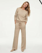 Women's Knit Lounge Set - Sweater and Wide Leg Pants