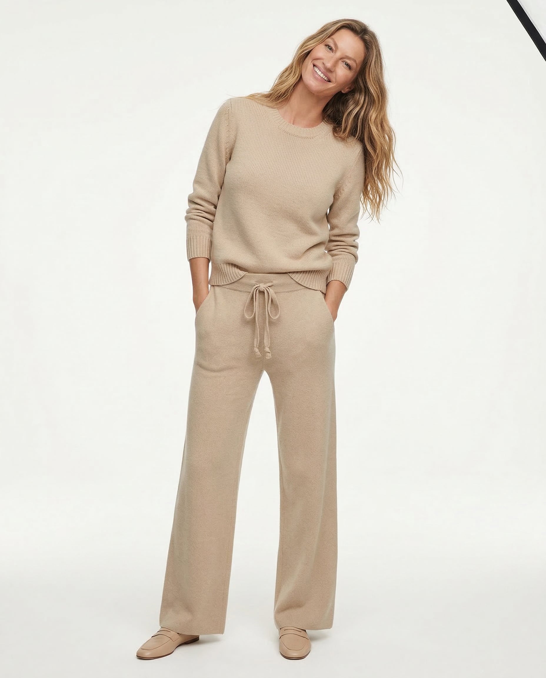 Women's Knit Lounge Set - Sweater and Wide Leg Pants