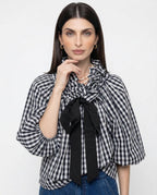 Women's Puff Sleeve Blouse - Cotton Collared Shirt