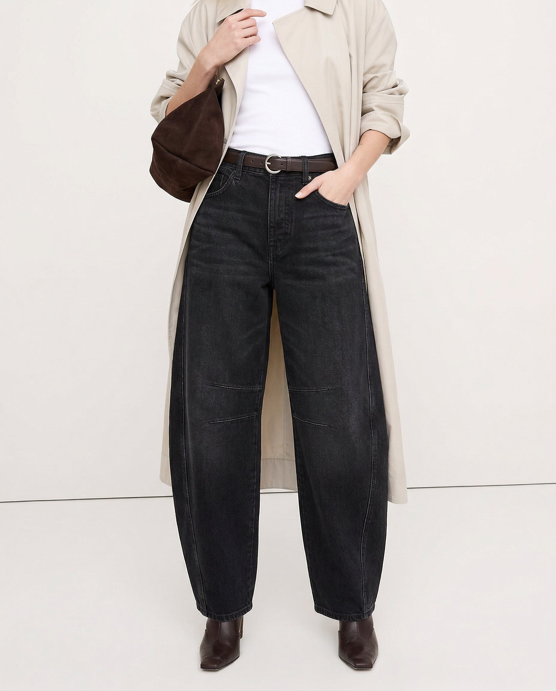 Women's Leopard Print Wide Leg Jeans - High Rise Denim
